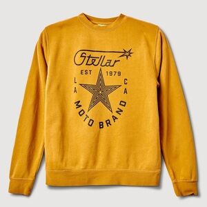 STELLAR MOTO BRAND Men's Desert Gold Star Shield Crewneck Sweatshirt Size Med